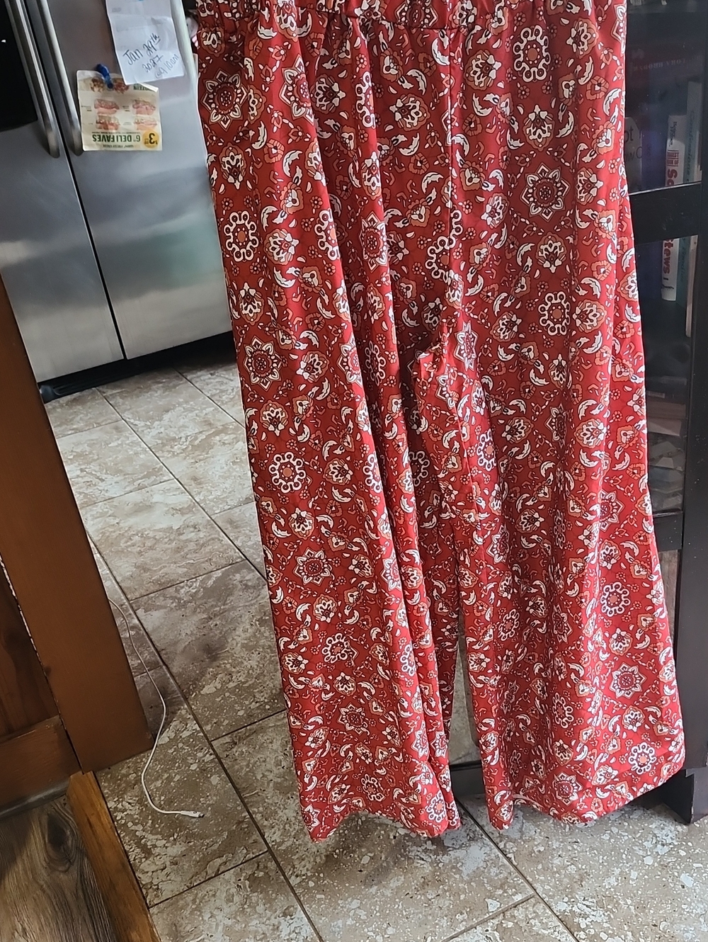 Red Floral Wide-Leg Palazzo Pants